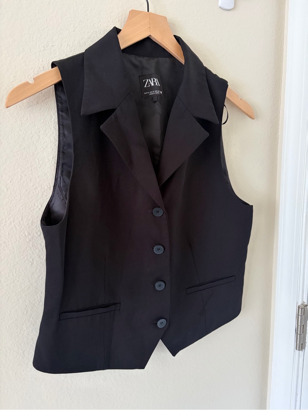 Zara Black Tailored Lapel Vest